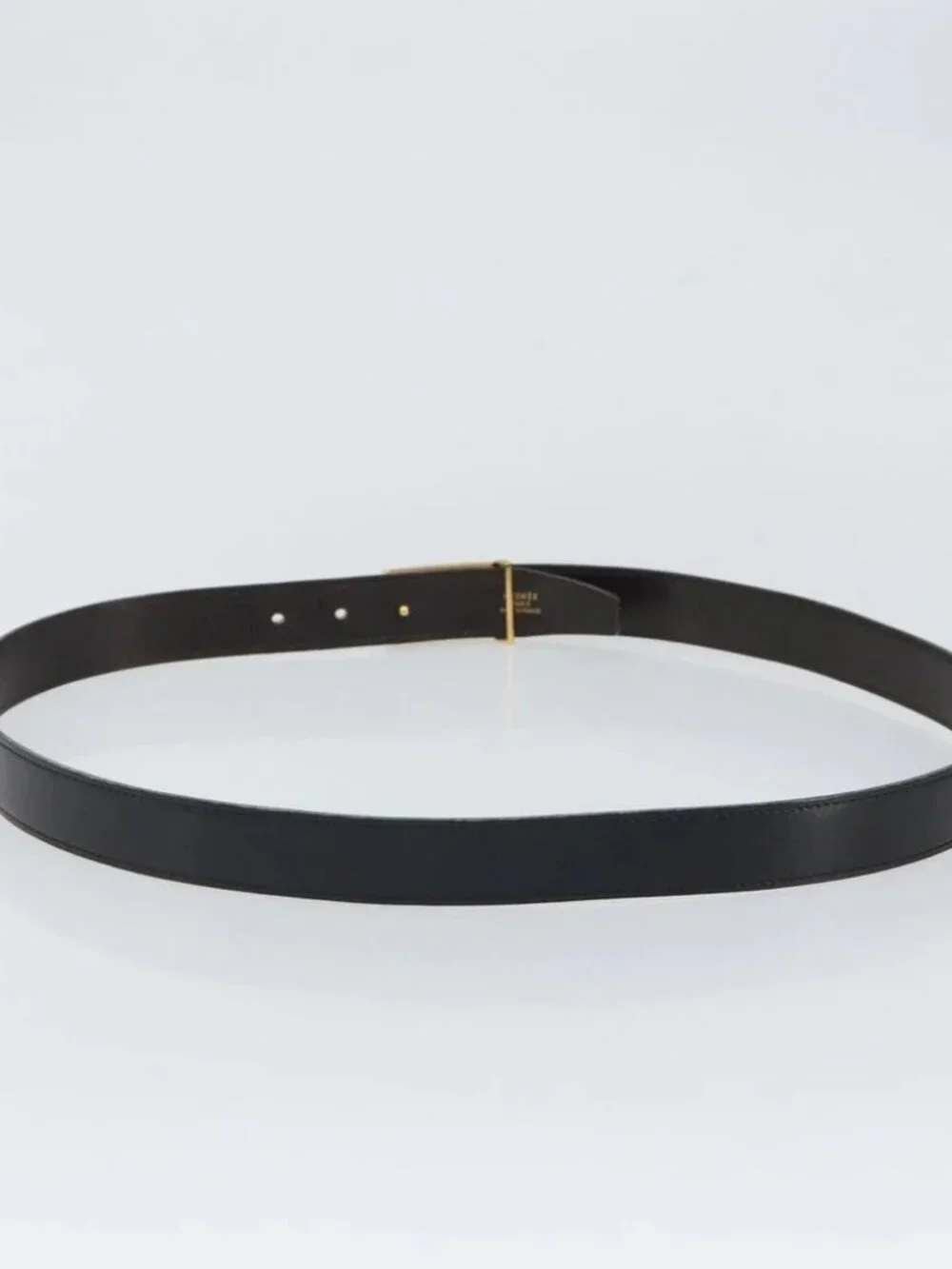 HERMES Belt Leather 44.5" Black Gold Auth - Picture 4 of 11